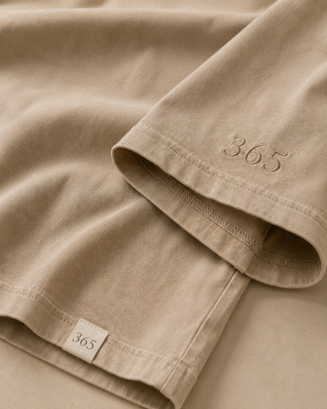 Polera Lavada 280 gr · Beige - frente colgada