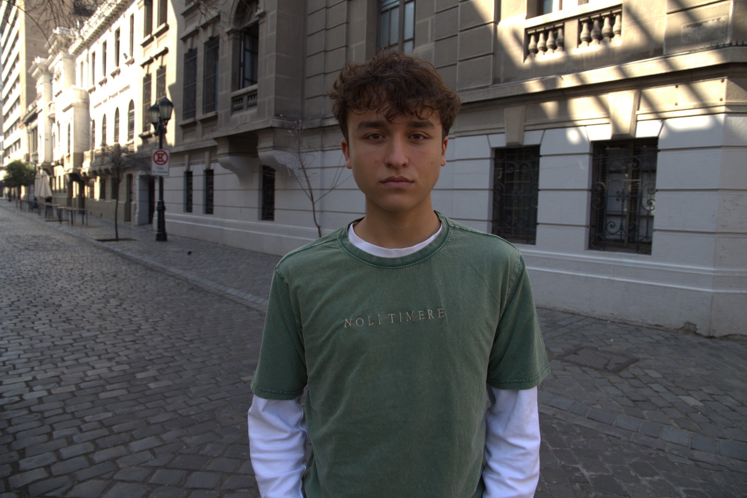 Polera Lavada 280 gr · Verde - en uso